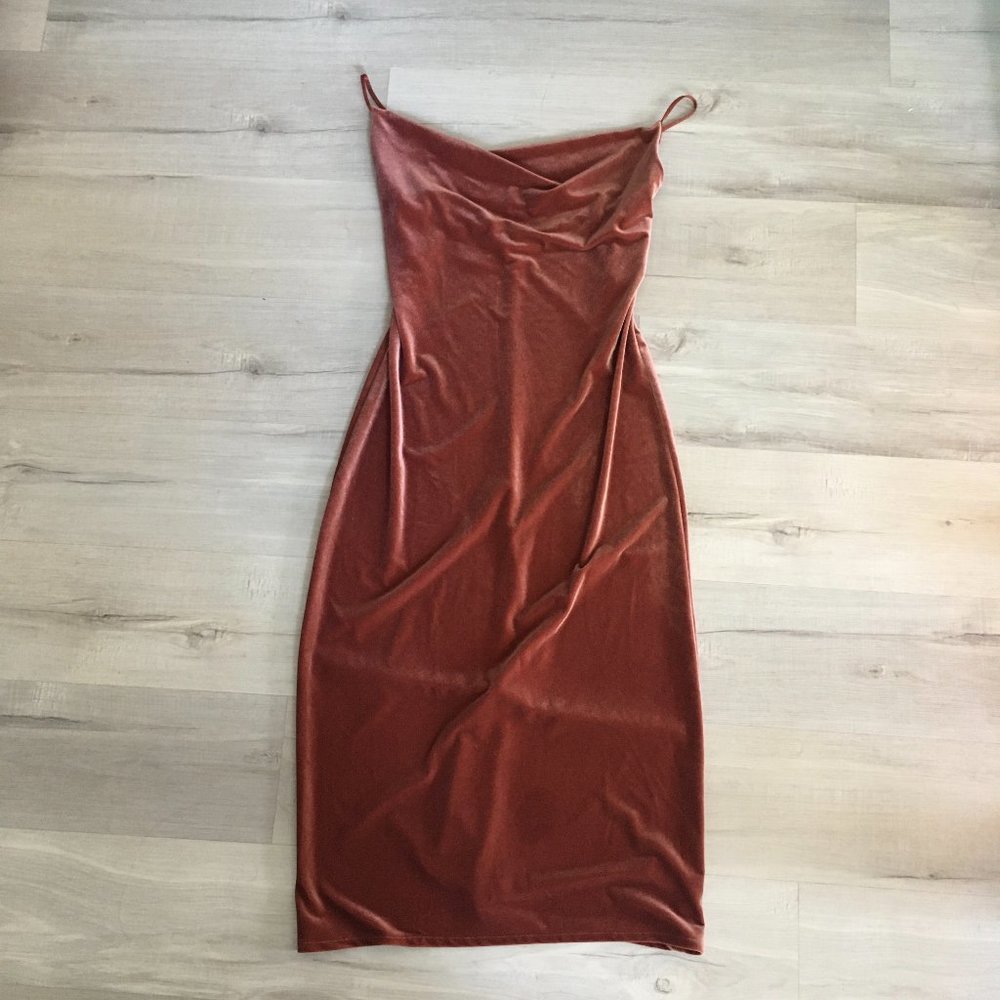BHLDN Jenny Yoo Bentley Velvet Midi Bridesmaid Dress, English Rose Size 2
